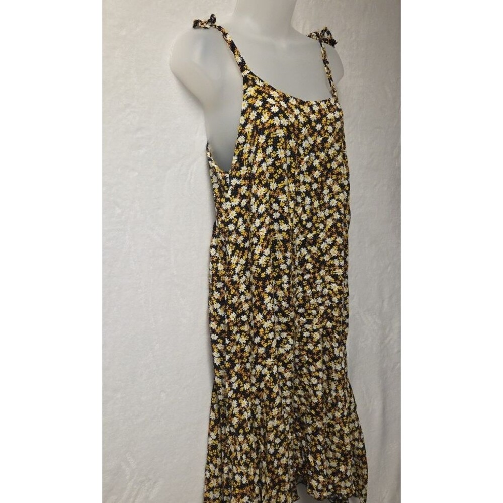 Floral Midi Y2K Dress Tie String  XL Shark Bite Hem Country Beach Cottage Core